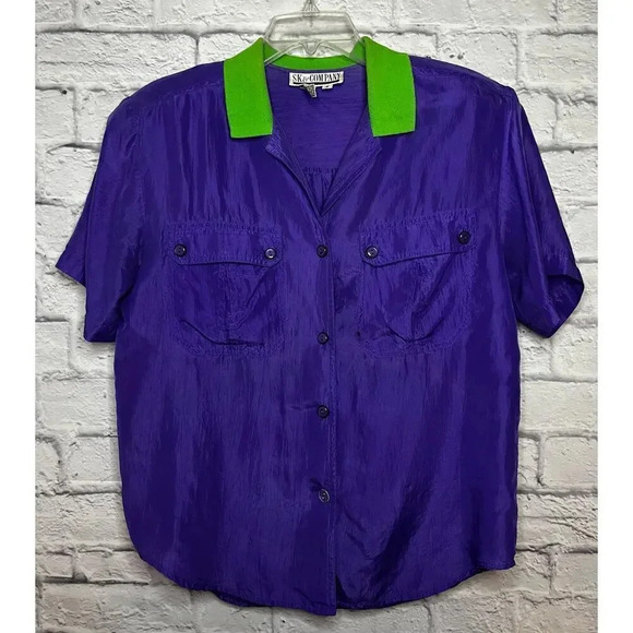 Vintage 80s 100% silk SK & Company 2pc top set, M. - Picture 4 of 13